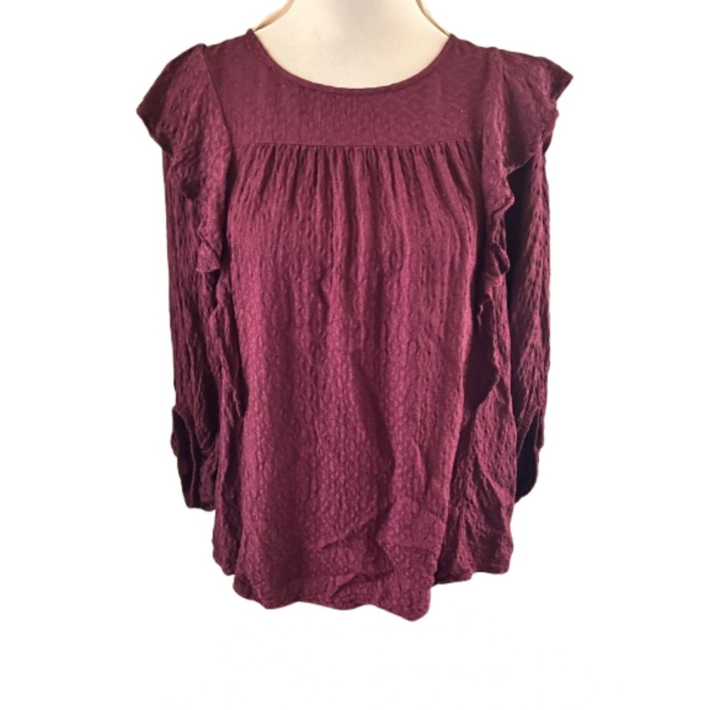Universal Thread Cranberry Flutter Sleeve Blouse … - image 1